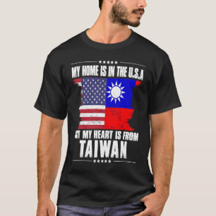Camiseta Patriota Americano Taiwanês Crescido Orgulhoso Cas