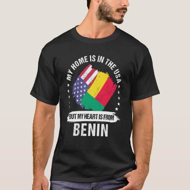 Camiseta Patriota Beninês Americano Crescido Orgulhoso Meu  (Frente)