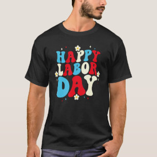 Camiseta Patriota Feliz Dia do Trabalho do Retro Groovy Ame