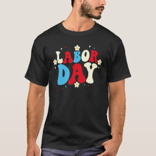 Camiseta Patriota Feliz Dia do Trabalho do Retro Groovy Ame