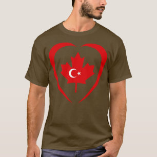 Camiseta Patriota Multinacional Turco Canadense Flag Heart