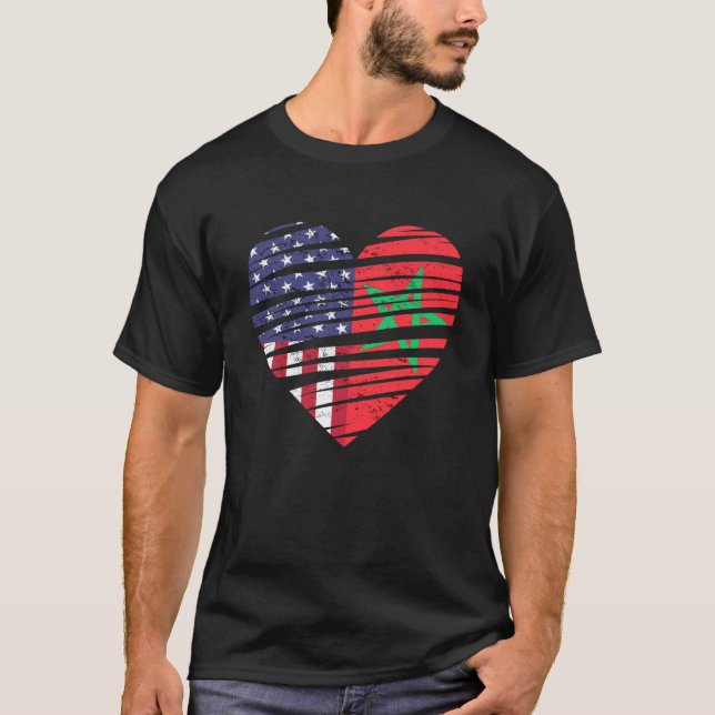 Camiseta Patriota Patriótico Americano do Coração Crescente (Frente)