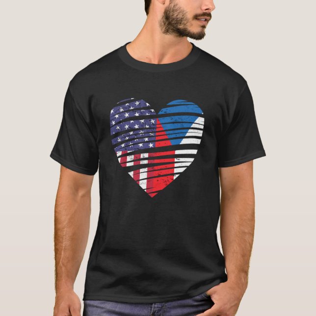 Camiseta Patriota Patriótico dos EUA do Coração Crescente d (Frente)