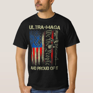 Camiseta Patriotas EUA Bandeira Arma Ultra MAGA Orgulhoso D