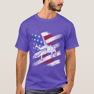 Camiseta Patriotic American Flag Combat Sports Wrestler fun
