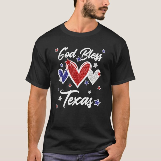 Camiseta Patriotic American Flag Hearts For Girls Deus aben (Frente)