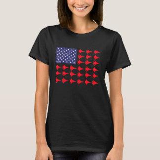 Camiseta Patriotic American Flag USA Fighter Jets Airplane 