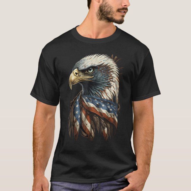 Camiseta Patriotic Bald Eagle 4th Of July Men USA American  (Frente)