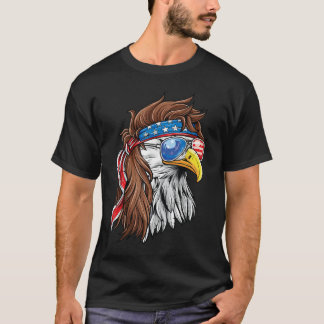 Camiseta Patriotic Bald Eagle Mullet EUA Flag Americano