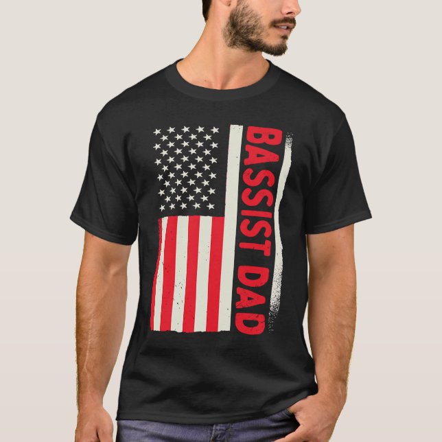 Camiseta Patriotic Bass Guitar Player Guitarist Bassist Dad (Frente)