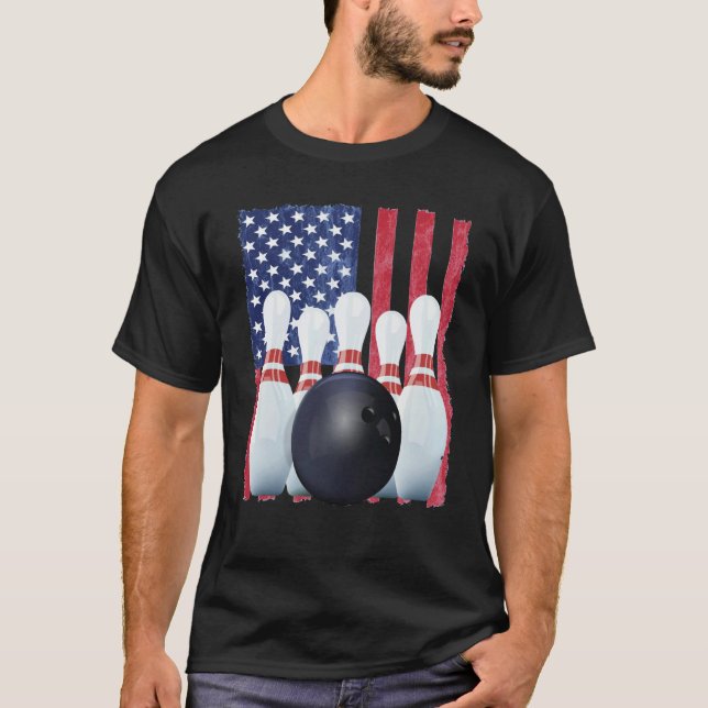 Camiseta Patriotic Bowling Uniform Bowling Coach (Frente)