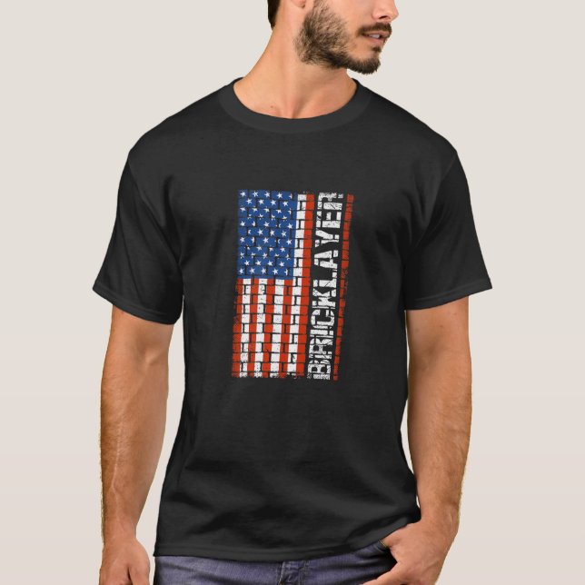 Camiseta Patriotic Bricklayer Flag USA Citizen Construction (Frente)