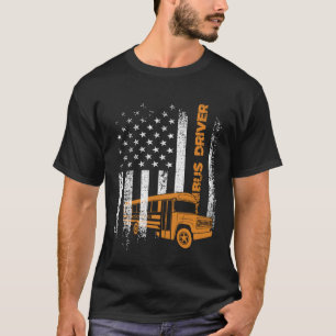Camiseta Patriotic Bus Driver USA American Flag School Bus
