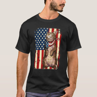 Camiseta Patriotic Cats 4 De Julho Norte-Americano Flag Cat