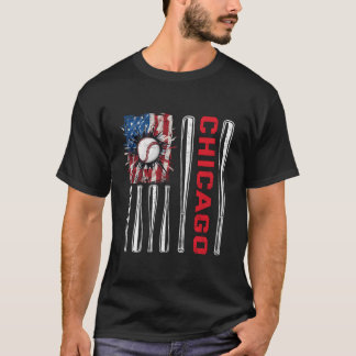 Camiseta Patriotic Chicago Softball Us American Flag Baseba