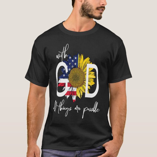 Camiseta Patriotic Christian USA With God All Things Are Po (Frente)