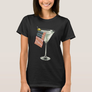 Camiseta Patriotic Cocktail Glass American Flag Design