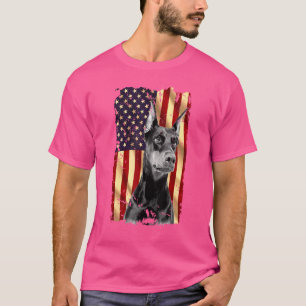 Camiseta Patriotic Doberman American Flag 4 de julho