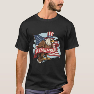 Camiseta Patriotic Eagle "Remember" American Flag Design