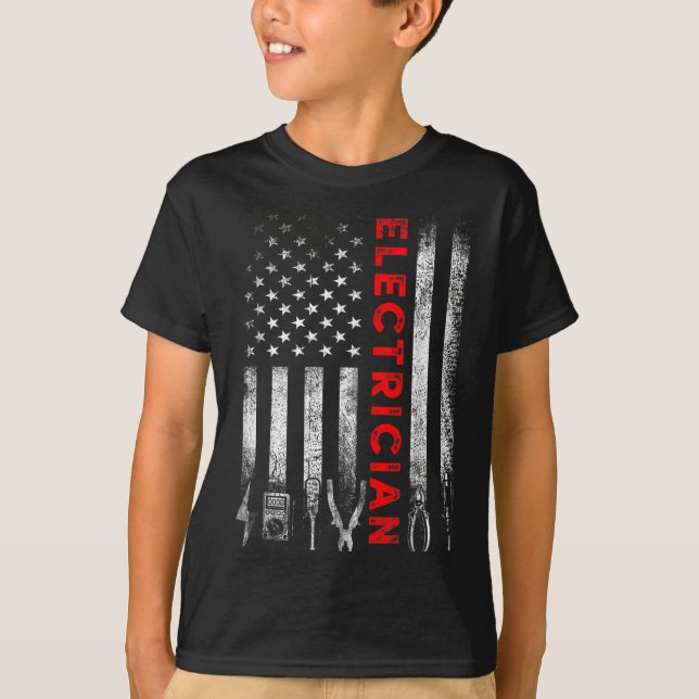 Camiseta Patriotic Electrician American Flag Fathers Day  (Frente)