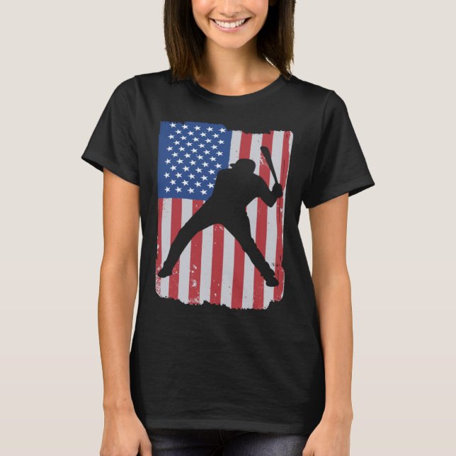 Camiseta Patriotic Flag Baseball Softball 4 Th Of July Play (Frente)