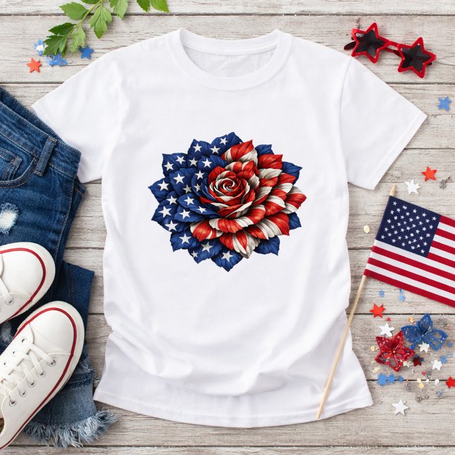 Camiseta Patriotic Flag Floral Illustration (Criador carregado)