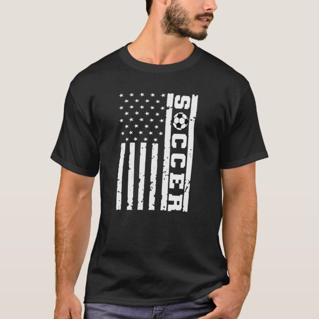 Camiseta Patriotic Flag US Soccer Tee, American Flag Soccer (Frente)