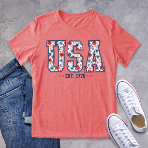 Camiseta Patriotic Floral USA 1776