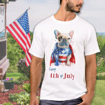 Camiseta Patriotic French Buldog USA Flag Happy 4 O julho<br><div class="desc">Celebre o Dia da Independência com a nossa camisa patriótica e feliz 4 de julho, com uma charmosa aquarela pintada manualmente de um buldogue francês. Perfeito para os amantes de cães, esta design artística convida a família e os amigos a se juntarem às festividades com CHURRASCO, comida, diversão e fogos...</div>