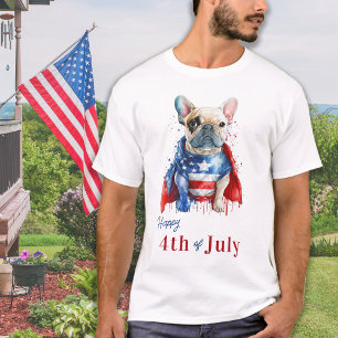 Camiseta Patriotic French Buldog USA Flag Happy 4 O julho