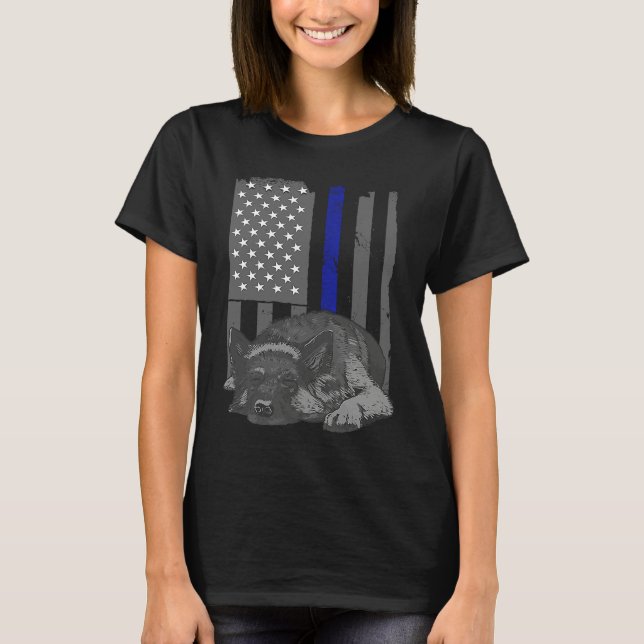 Camiseta Patriotic German Shepherd America Flag 4th of July (Frente)