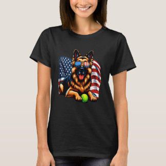 Camiseta Patriotic German Shepherd Tennis Ball Sunglasses U