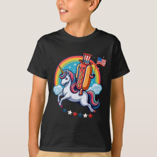 Camiseta Patriotic Hotdog Dirigindo Unicórnio 4 De Julho Am
