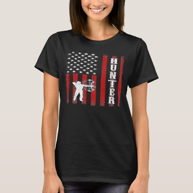 Camiseta Patriotic Hunter Archery Arco Americano Caçando de (Frente)
