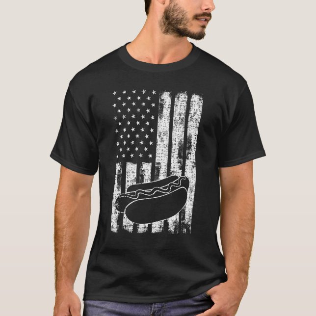 Camiseta Patriotic July 4th Picnics USA Flag Hotdog Wieners (Frente)