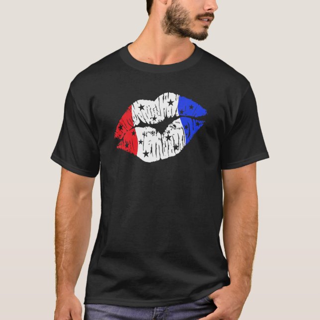 Camiseta Patriotic Kiss on the Red  White  and Blue Lips US (Frente)