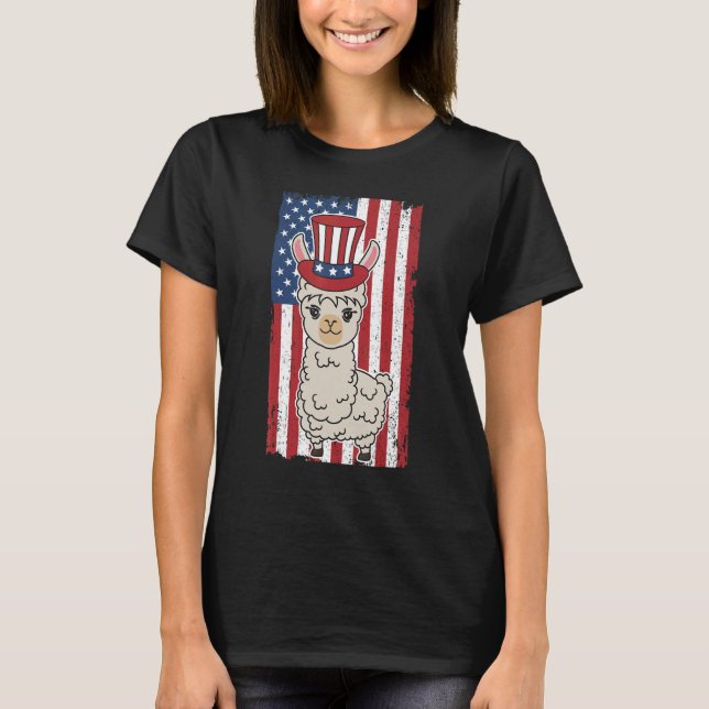 Camiseta Patriotic Llama  July 4th For Men Women Animal  2 (Frente)