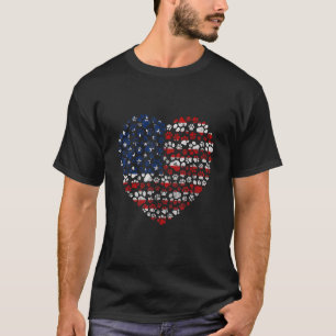 Camiseta Patriotic Love Heart American Flag Quarto