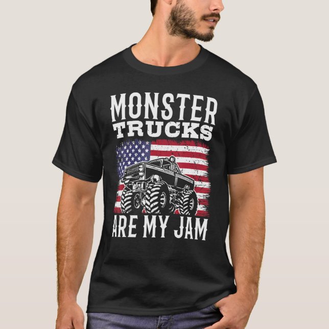 Camiseta Patriotic Monster Truck Are My Jam Truck   america (Frente)