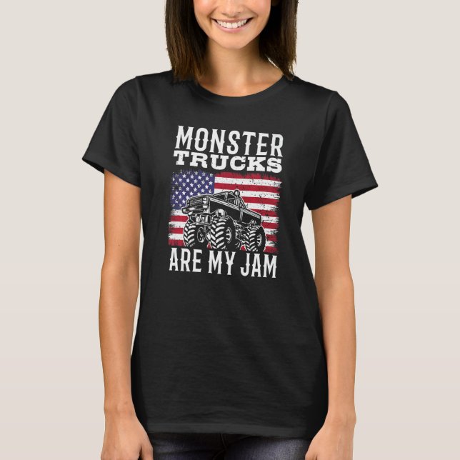 Camiseta Patriotic Monster Truck Are My Jam Truck  american (Frente)