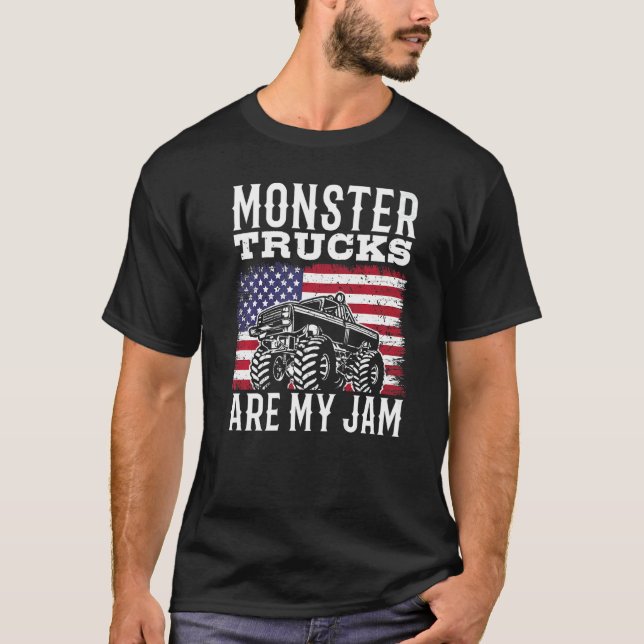 Camiseta Patriotic Monster Truck Are My Jam Truck  american (Frente)