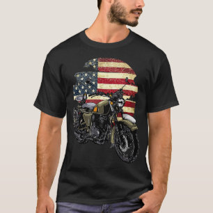 Camiseta Patriotic Motorcycle Vintage American Flag Bike
