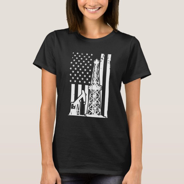 Camiseta Patriotic Oilfielder Oildrilling American Flag Oil (Frente)