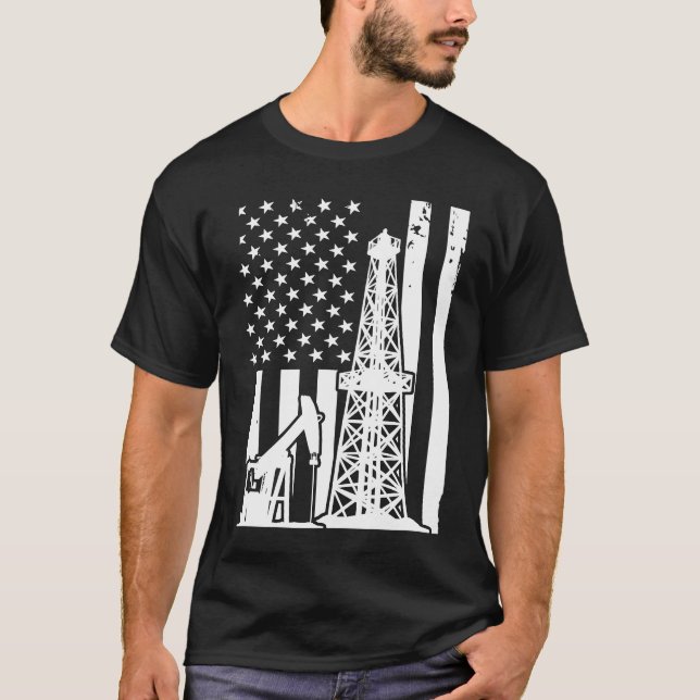 Camiseta Patriotic Oilfielder Oildrilling American Flag Oil (Frente)