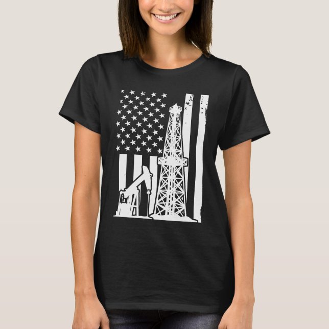 Camiseta Patriotic Oilfielder Oildrilling American Flag Oil (Frente)