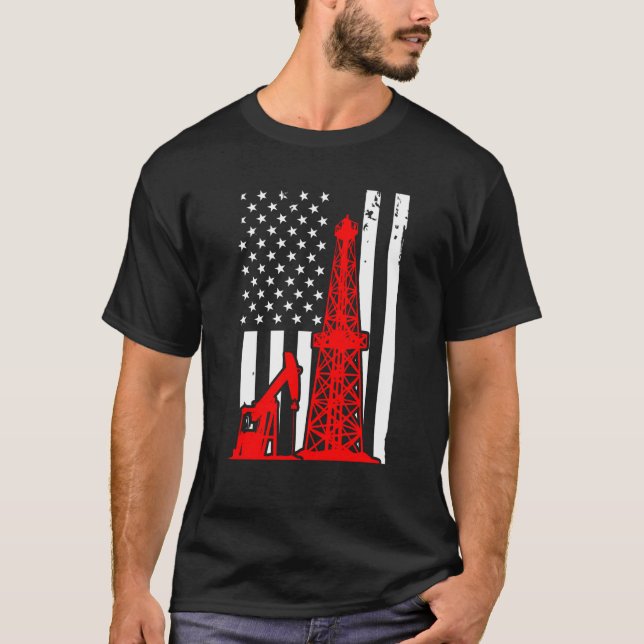 Camiseta Patriotic Oilfielder Oildrilling American Flag Oil (Frente)