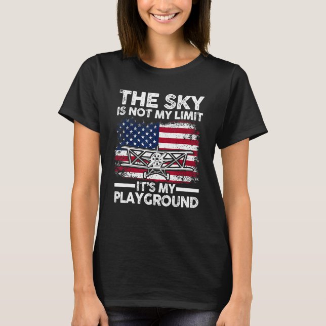 Camiseta Patriotic Pilot The Sky Is Not My Limit It's My Pl (Frente)