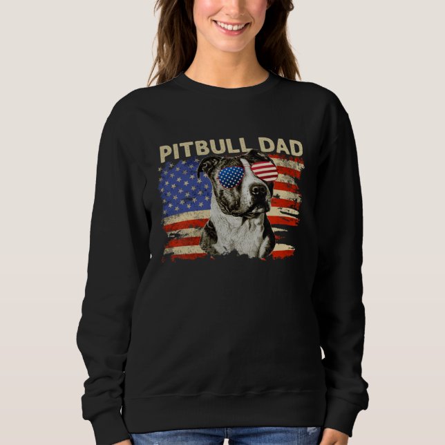 Camiseta Patriotic Pitbull Dad  4th of July American Flag U (Frente)