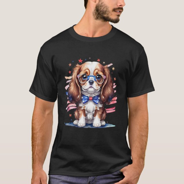 Camiseta Patriotic Puppy 4th of July USA Independence Day (Frente)