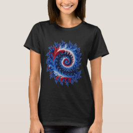 Camiseta Patriotic, red white blue fractal  spiral abstract